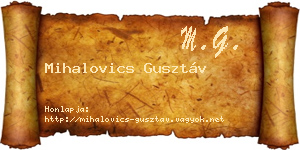 Mihalovics Gusztáv névjegykártya